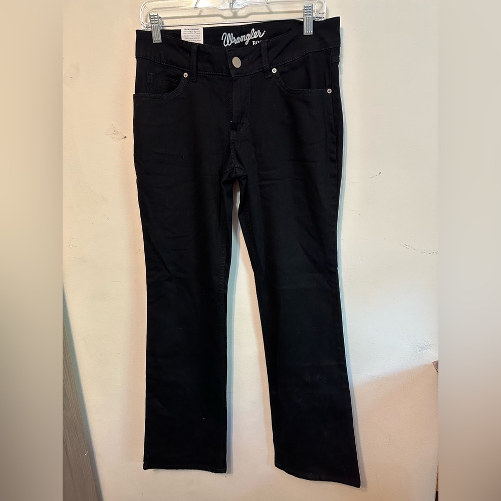 Wrangler Mid Rise Black Boot Cut Jeans Womens Size 7 Black Western Cowgirl Rodeo